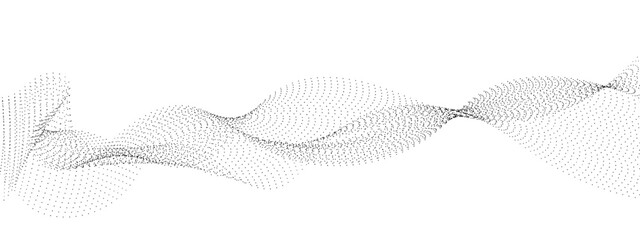 Abstract technology particles gradient flowing dynamic wave doted and halftone lines background. Futuristic technology concept. Vector illustration