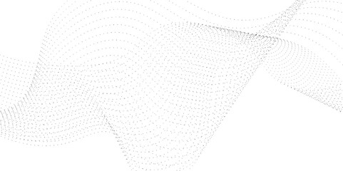 Poster - Halftone flowing wavy gradient dots shape isolated on transparent background. Digital future technology concept. Design for web design, music, cover, technology, science, data, banner, flayer, poster.