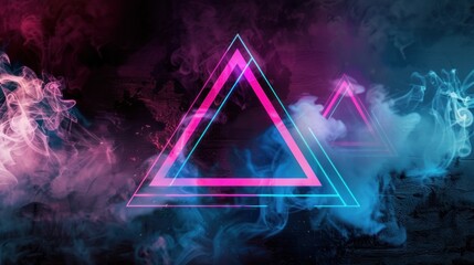 Poster - Neon Triangles in Smoke