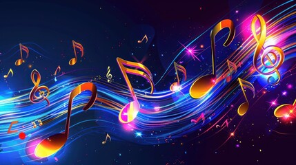 Poster - Abstract Musical Notes with Twinkling Lights