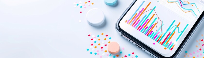 Poster - A professional smartphone view with pastel social media analytics, showing effective data analysis in a fresh design