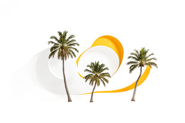 Canvas Print - Palm Trees Emerging from a Yellow and White Paper Cutout