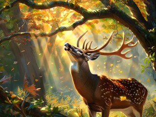 Wall Mural - Deer in the Autumn Forest.