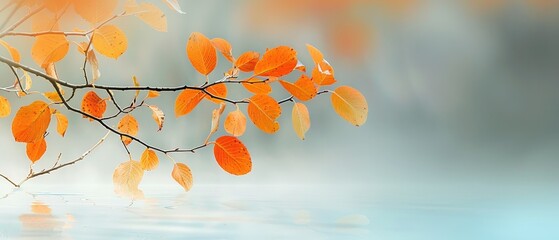 Sticker - Autumn Leaves Reflecting on Water