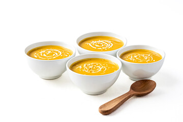 Canvas Print - Creamy Butternut Squash Soup in White Bowls