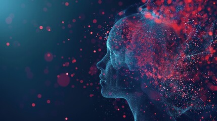 Poster - Digital Portrait of a Woman Made of Particles