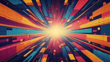 Abstract background with pixel art patterns in retro style