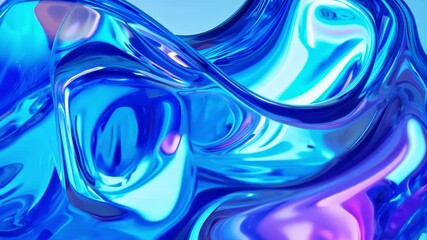 Poster - Mesmerizing Waves of Blue Liquid Flowing Gracefully in Soft Light. Generative AI