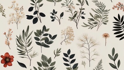 Wall Mural - Minimalism Botanical elements background