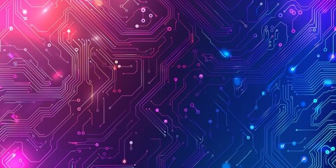 Poster - Abstract technological background showcasing a futuristic circuit board with vibrant lighting effects.