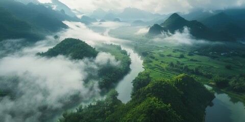 Poster - River Valley Landscape