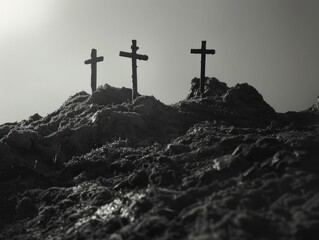 Sticker - Three crosses on dirt hill