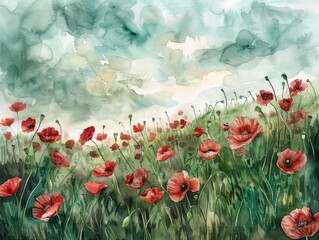 Sticker - Red poppy field