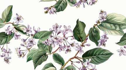 Fototapete - Elegant Petrea volubilis vector frame, vintage design