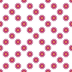 Sticker - abstract seamless pattern: purple with yellow flowers against white background