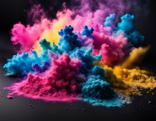 Wall Mural - Explosion of colored powder, isolated