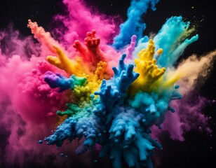 Wall Mural - Explosion of colored powder, isolated