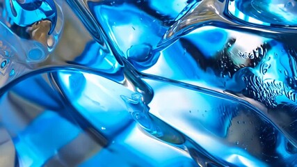 Poster - Mesmerizing Blue Liquid Flowing Through Glass at Midnight in an Abstract Art Exploration. Generative AI