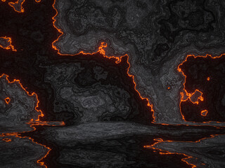 Wall Mural - Black volcanic lava rock background. Coolled igneous stone.