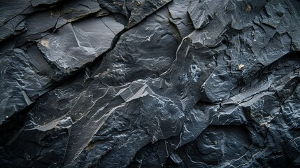 Wall Mural - The image presents a black stone background with a dark gray texture. It features a close-up view that emphasizes the smooth, rugged surface of the stone. 