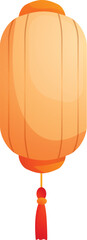 Poster - orange chinese paper lantern hanging with a red tassel, traditional decoration for asian holidays