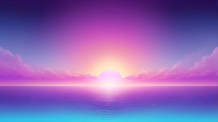 Poster - Purple Blue Gradient Vibrant Dreamy Vector Background. Sunrise, Sunset, Sky, Water Color Overlay Neon Design Element. Luxury Trendy Holograph Defocused Texture. Digital Funky Cool Tech Gradient