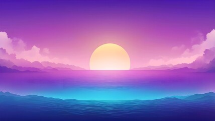 Poster - Purple Blue Gradient Vibrant Dreamy Vector Background. Sunrise, Sunset, Sky, Water Color Overlay Neon Design Element. Luxury Trendy Holograph Defocused Texture. Digital Funky Cool Tech Gradient