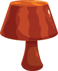 Poster - Wooden table lamp with a brown lampshade is standing and illuminating a room