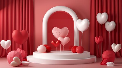 Poster - this is a 3d rendering of a valentine's day-themed background. the image features a pink background 