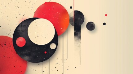 Poster - Geometric shapes in black and red create a striking abstract composition with textured elements