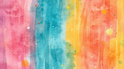 Poster - A lively blend of pink, blue, orange, and yellow watercolor creates an abstract pattern full of energy