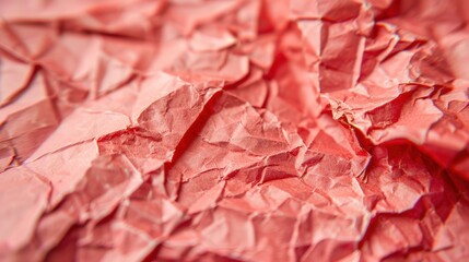 Poster - Detailed texture of crumpled red paper reveals intricate creases and subtle shading effects