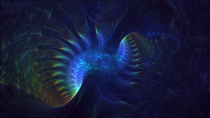 Wall Mural - 3D rendering abstract blue technology fractal background. Its not AI Generatd illustration.