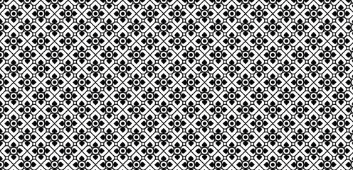 Geometric Thai style flower black and white vector seamless pattern for background and wallpaper png.