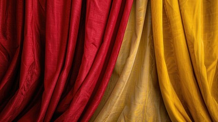 Wall Mural - Vintage red and yellow drapes with empty space Showcase decorative backdrop concept