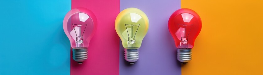 Canvas Print - Colorful Light Bulbs on a Bright Background