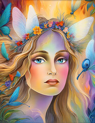 Wall Mural - portrait of a person with a butterfly