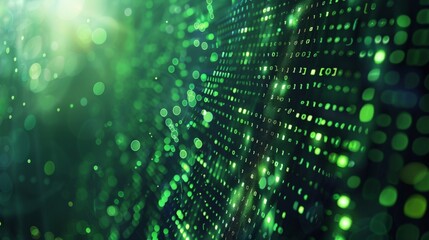 Digital matrix background with cascading green code and dark backdrop