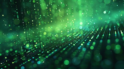 Digital matrix background with cascading green code and dark backdrop