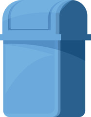 Poster - Simple blue trash can standing upright, ready for collecting garbage and waste