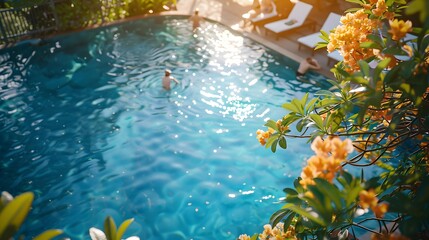 Canvas Print - Hotel swimming pool picture