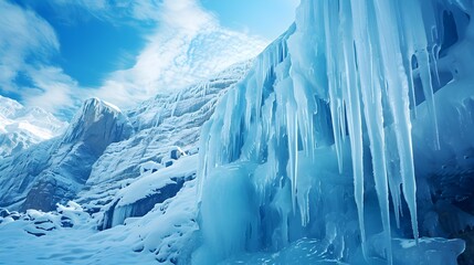 Wall Mural - The waterfall is a frozen waterfall image