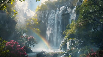 Poster - A waterfall with its powerful streams of water img