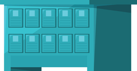 Poster - Turquoise terminal for storing letters and parcels, awaiting collection