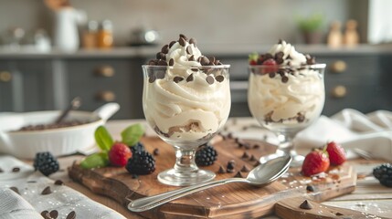 Wall Mural - The dessert is creamy served in beautiful glass picture