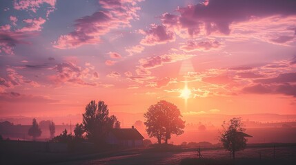 Wall Mural - At sunset soft pinks and oranges fill image