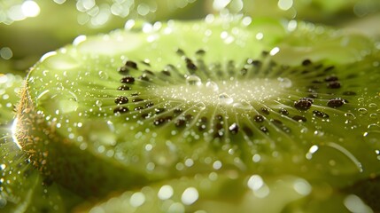 Canvas Print - Green kiwi close-up on the background img