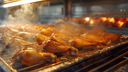 Wall Mural - The wings are laid out on baking sheets image