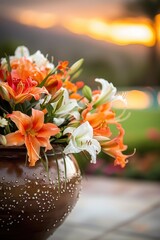 Wall Mural - Orange and White Lilies at Sunset