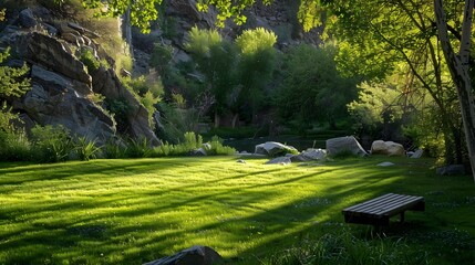 Wall Mural - Lawn small at the bottom of a canyon img